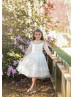 White Eyelash Lace Tulle Dreamy Flower Girl Dress